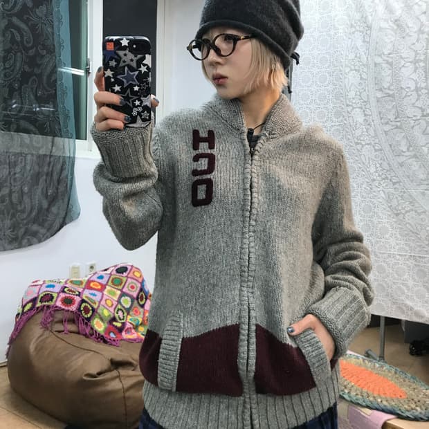 홀리스터 빈티지 숄카라 니트집업 자켓 