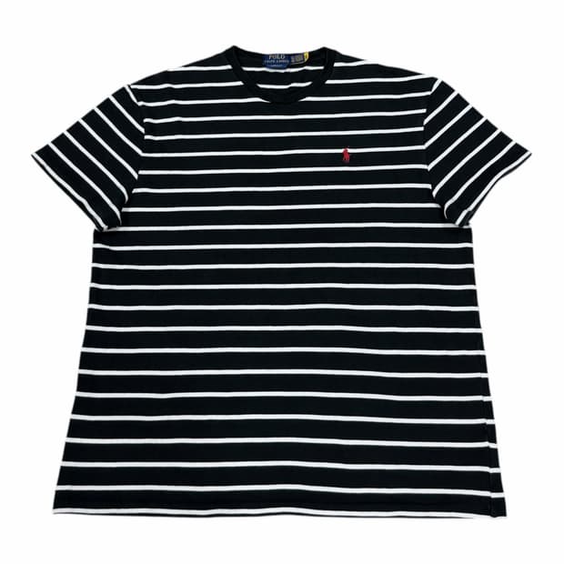 폴로 랄프로렌 QR 스트라이프 반팔티 블랙 XL