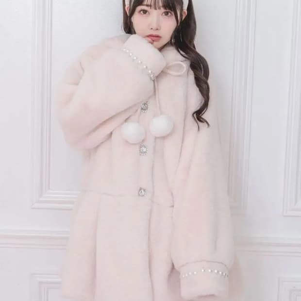 허니시나몬 핑크 토끼 퍼코트 리즈리사 양산형 히메갸루