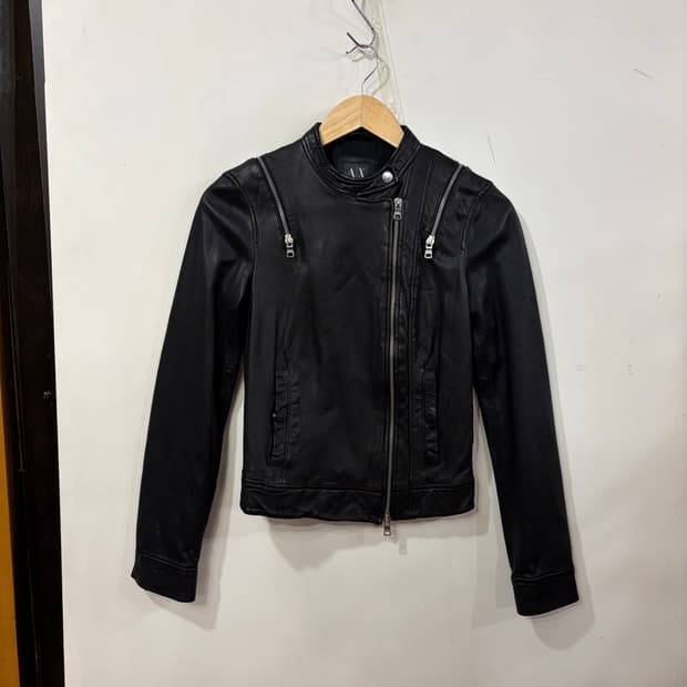 아르마니 사선레더자켓