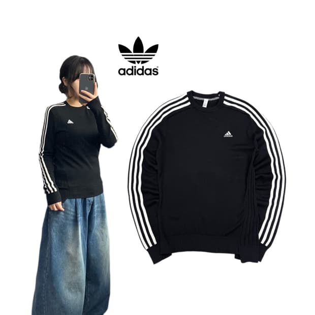 아디다스 삼선 니트 블랙