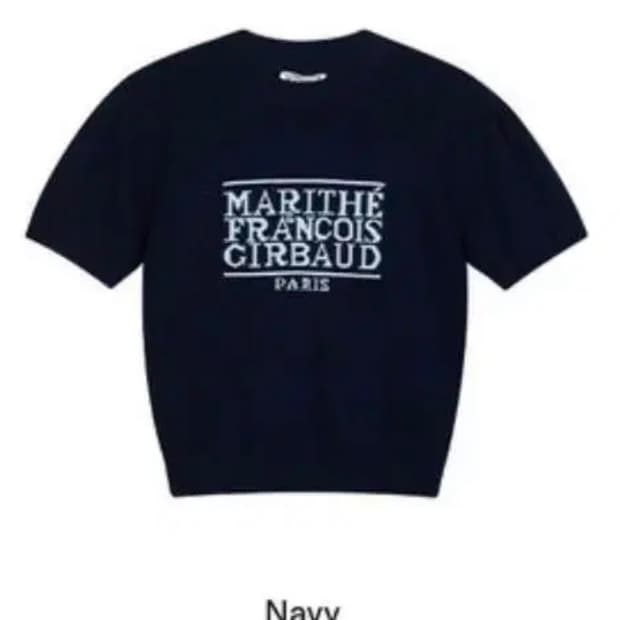 마리떼 W 클래식 로고 하프 니트 네이비