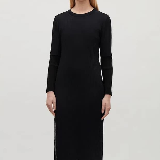 코스 레이어드 시어 니트 원피스