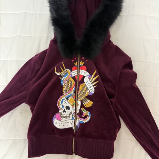 새제품) 에드하디 벳벳 후드집업