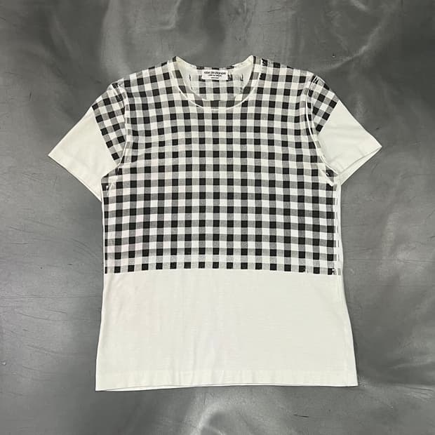  꼼데가르송 로브 드 샴브레 체크 반팔티 y16059