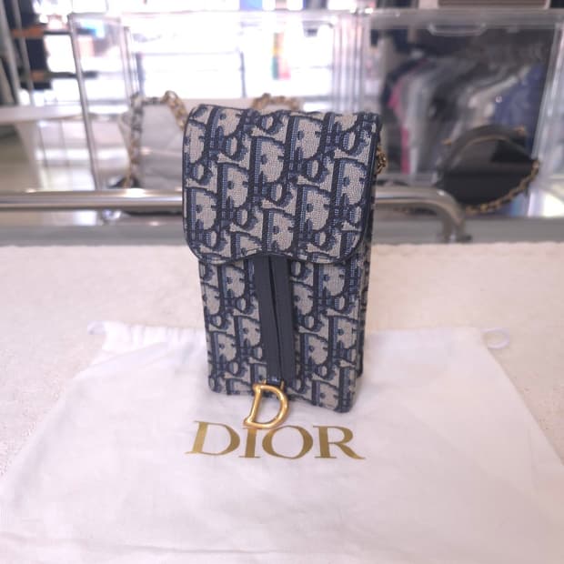 [중고/정품] 디올 오블리크 새들 버티컬 파우치 크로스백