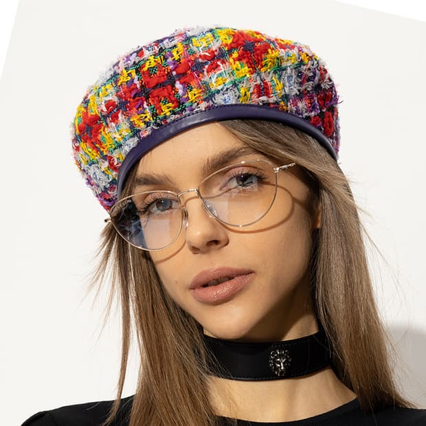 새상품 구찌 GG 로고 라메 트위드 베레모 모자