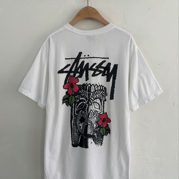 Stussy 스투시 화이트 로고 반팔 티셔츠