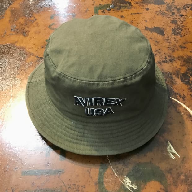 아비렉스 카키 알파벳 로고 버킷햇 벙거지 모자 남녀공용