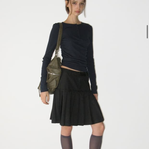 썬번프로젝트pleats midi skirt black S