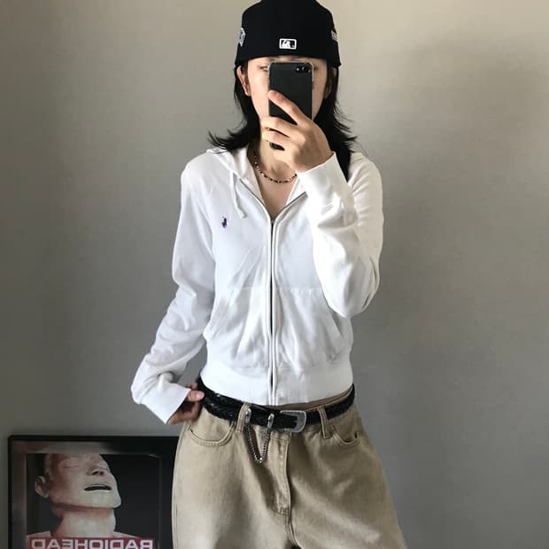 폴로 랄프로렌 여성라인 포니로고 코튼 후드집업 딱붙핏