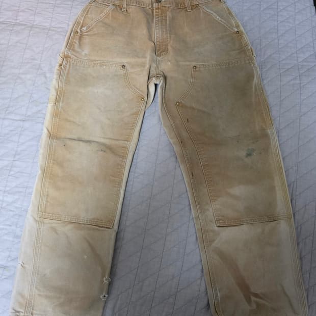 [38X30] 칼하트 더블니 B01 BRN 워크팬츠 크레이지페이드 T-8