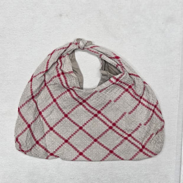 일본 빈티지 레드 체크 매듭백