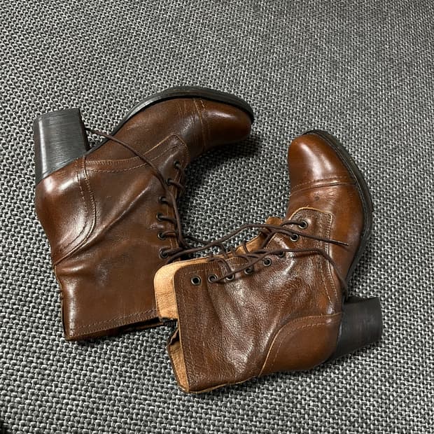 STEVE MADDEN 스티브매든 브라운 레더 힐 워커 부츠  8.5