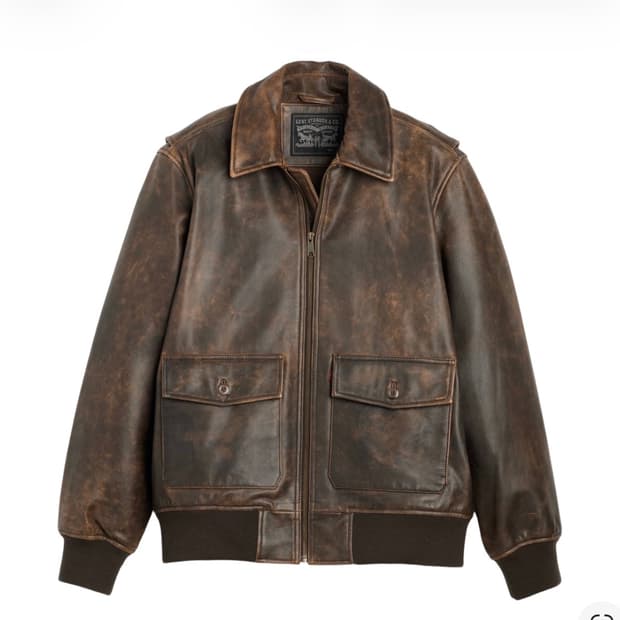 리바이스 클레이튼 레더 에비에이터 자켓 브라운 M사이즈