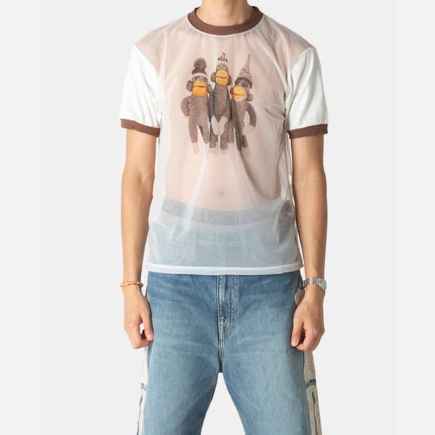 캐피탈 시어 저지 x 20 링거 티셔츠 몽키 아미고 시스루 반팔