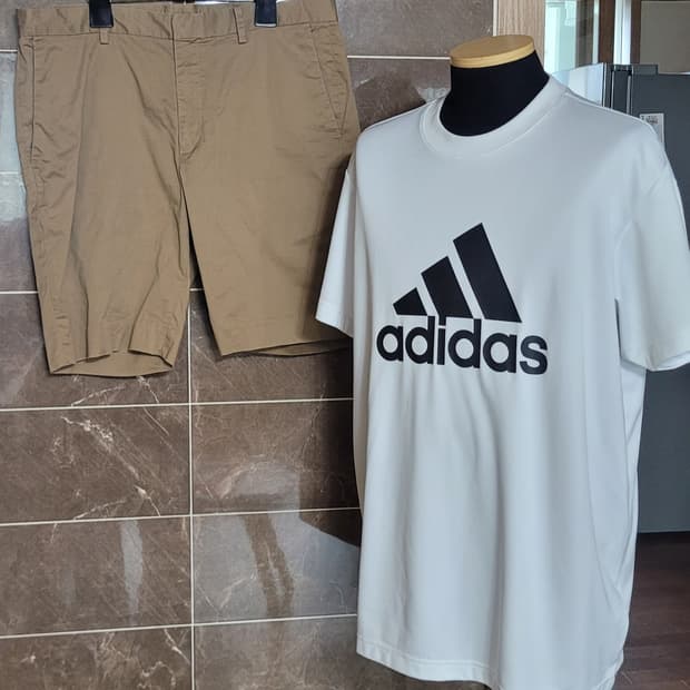 (남성34인치)UNIQLO 베이지 면 반바지