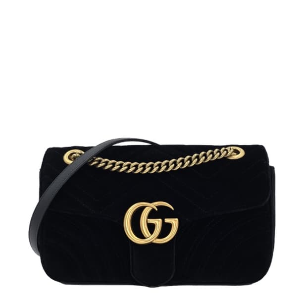 구찌 마몽 마틀라세 벨벳 숄더백 스몰 블랙