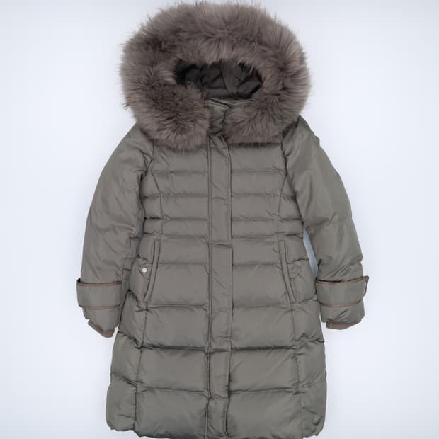 [90] 빈폴레이디스 그레이 후드퍼 구스다운 롱패딩 자켓 3956