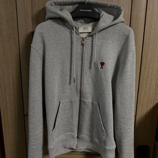 아미 24SS 스몰로고 하트 자수 후드집업 그레이 M