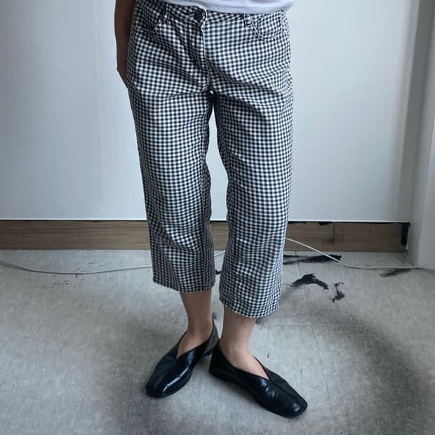 빈티지 체크 7부 팬츠