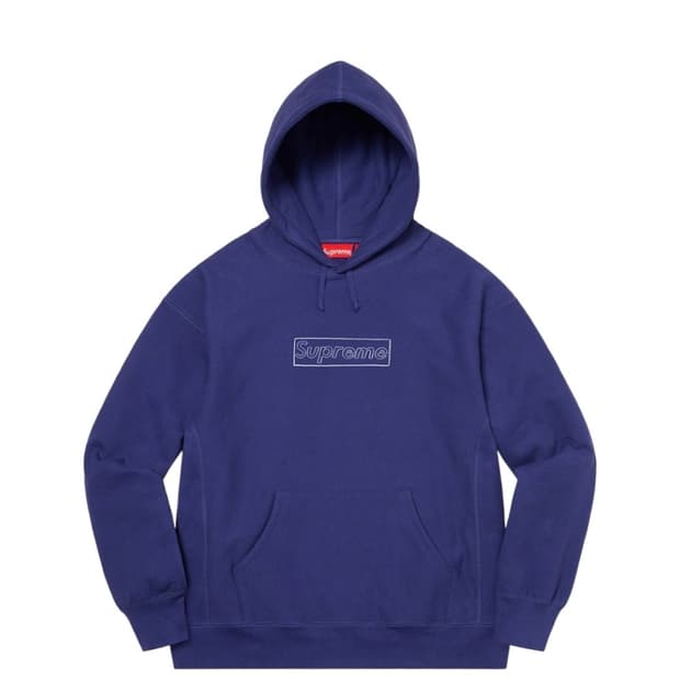 [L]슈프림x카우스 박스로고 후드 네이비