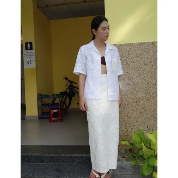 TEAK EMBROIDERY COTTON LONG SKIRT