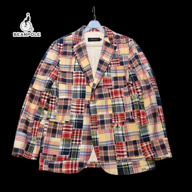 95 빈폴 패치워크 면 체크블레이져 