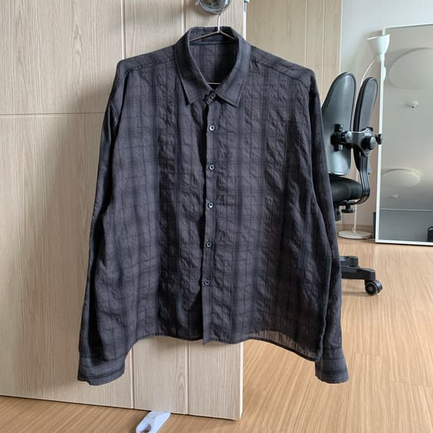 여름 크롭 체크 셔츠