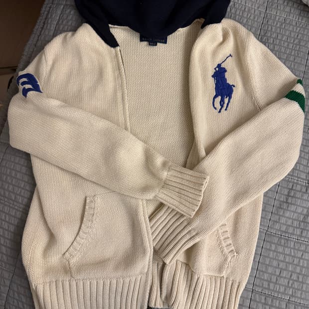 폴로 빅포니 니트 후드집업
