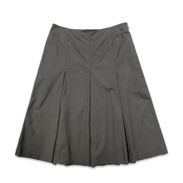빈티지 그레이 플리츠 미디 스커트