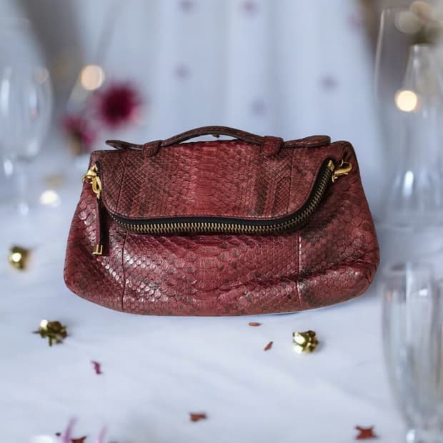 힐리앤서스 레드 레더 체인 가방 숄더백 클러치백