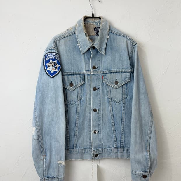 빈티지 리바이스 하드 페이디드 데님 자켓
