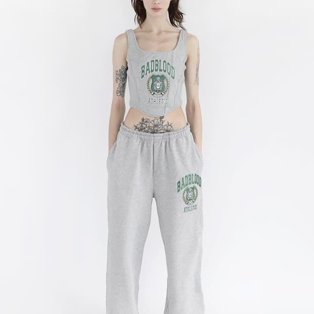 헤리티지 엠블렘 수퍼 와이드 조거 - 그레이