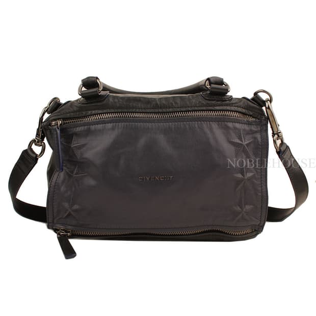 지방시 네이비&블랙 투톤 램스킨 판도라 스타 미듐 토트겸 숄더백