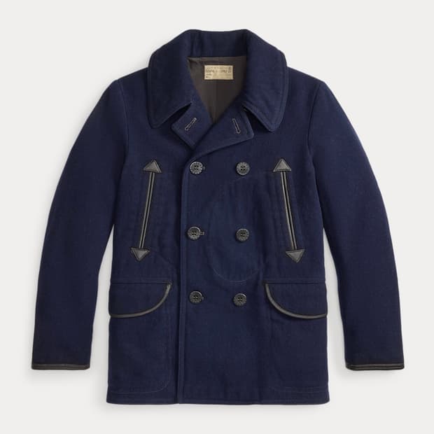 RRL 레더 트림 울 블렌드 피코트