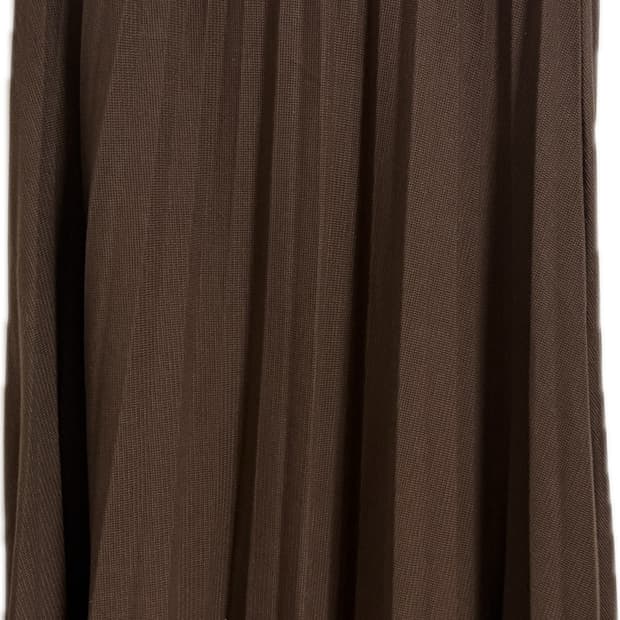 롱 플리츠 스커트 브라운