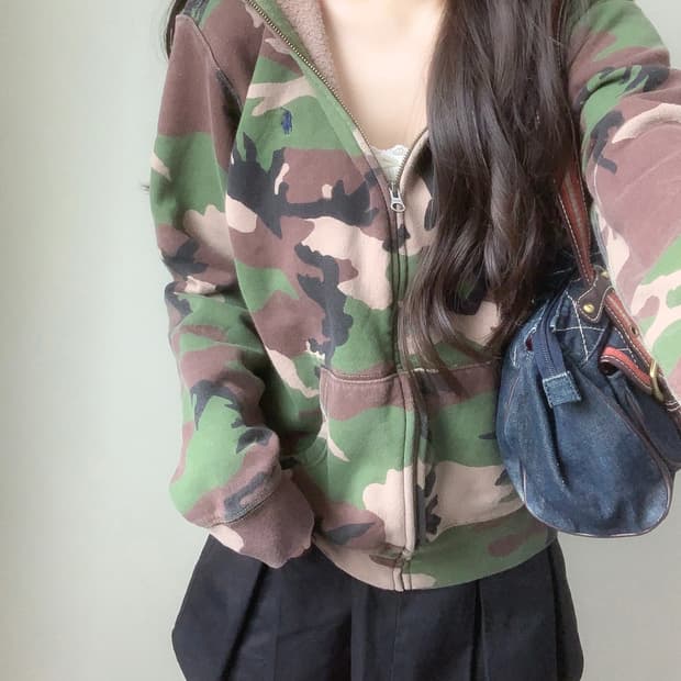 폴로 카모 후드집업