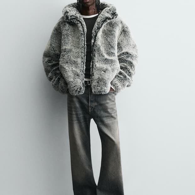 자라 퍼 후드 그레이 M