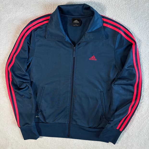 아디다스 네이비 핑크 스몰로고 트랙탑 져지