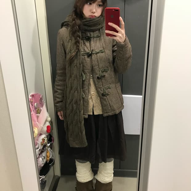 브라운 모카무스 니혼진 떡볶이 패딩 코디세트