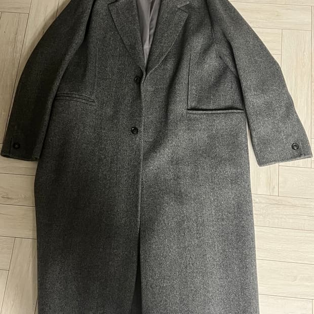 벨리에 핸드메이드 헤링본 싱글코트-멜란지 그레이 M