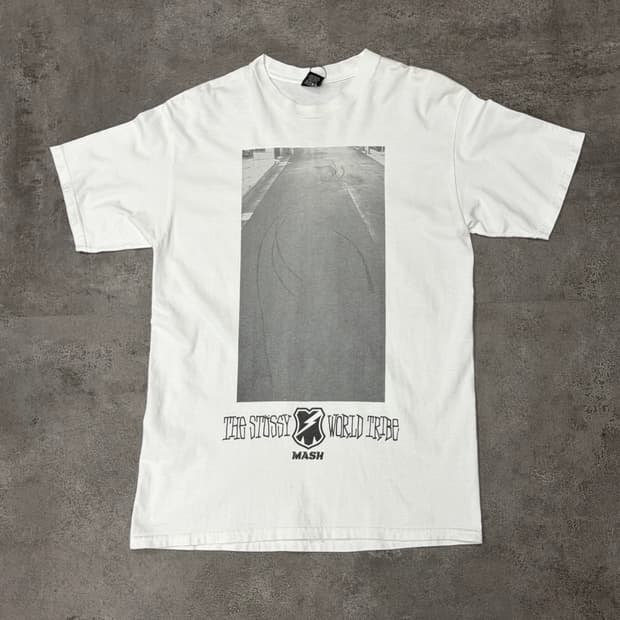 00s 스투시 x MASH World Tribe 포토 그래픽 반팔티 화이