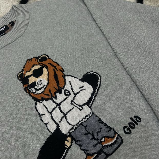 [M]GOLA 오버핏 라이언 니트/그레이