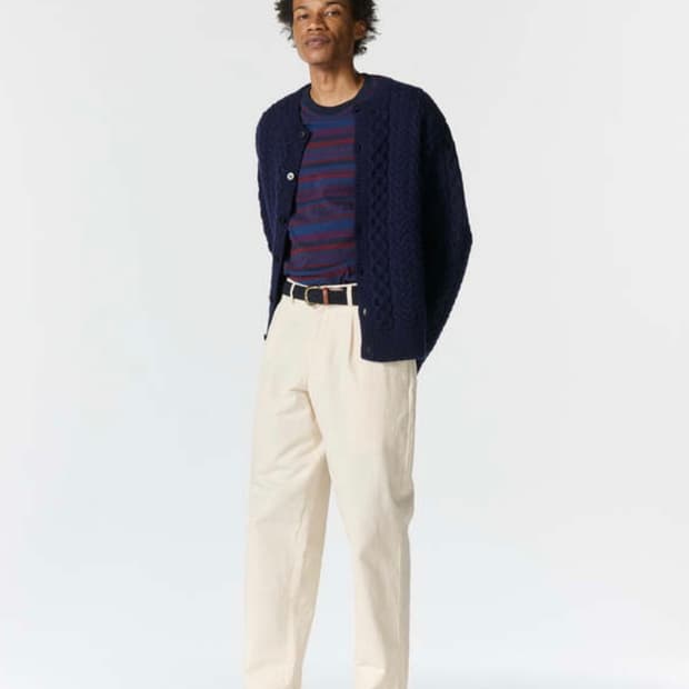 Noah 노아시티하우스 울 피셔맨 가디건 네이비 m