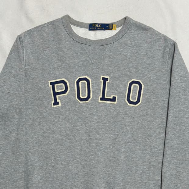 M 폴로랄프로렌 빅로고 그레이 기모 맨투맨