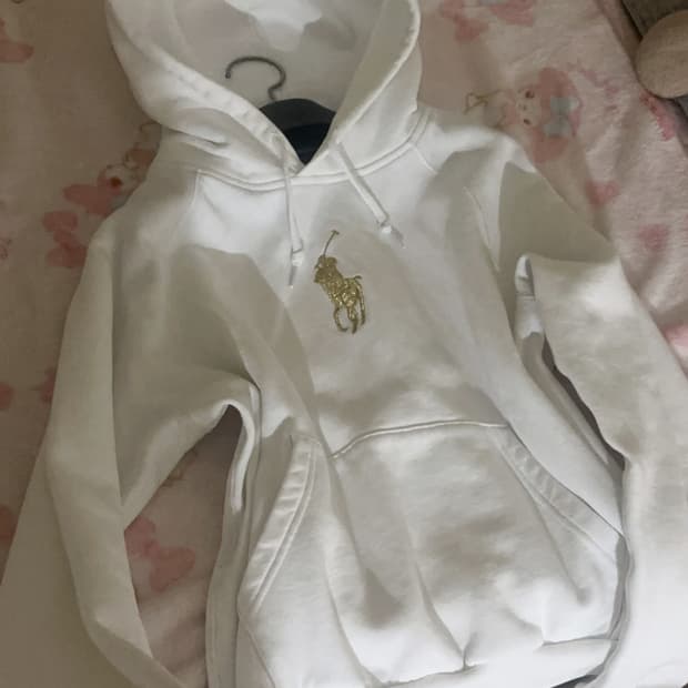 폴로 랄프로렌 빅포니 골드 금장 생화이트 후드티 후드집업