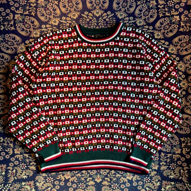 90s 에디바우어 크리스마스 코튼 어글리 니트 스웨터