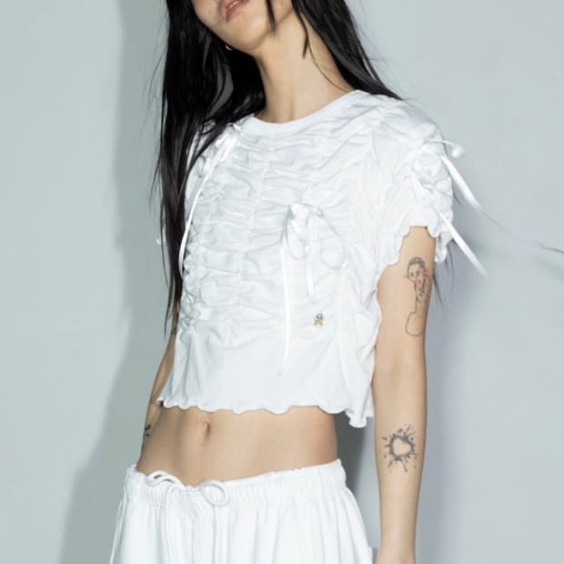 김미더영 G 리본 셔링 탑