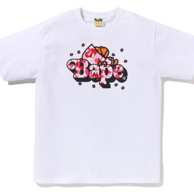 베이프 정품 M 사쿠라 카모 마일로 샤크 후드 온 베이프 티